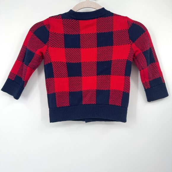 GAP KIDS Red Blue Buffalo Check Plaid CARDIGAN Knit SWEATER Top Toddler 2T - Picture 7 of 7